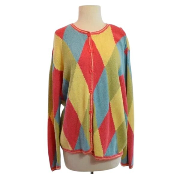 Christopher & Banks Pastel Argyle Cardigan - Picture 1 of 5